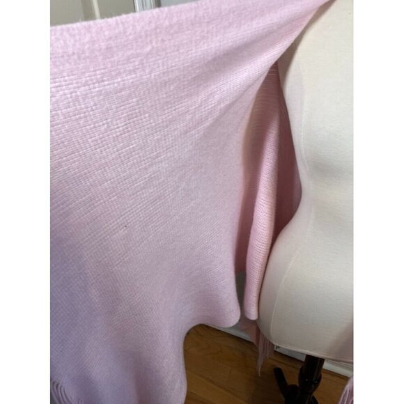Worthington Sweater OS Pink Shawl Knit Feminine Tassel Poncho Neutral Soft Cozy - Picture 3 of 10